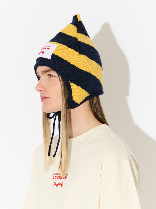 SPIKE BONNET in YELLOW NAVY BLUE STRIPE