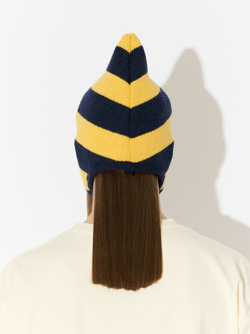 SPIKE BONNET in YELLOW NAVY BLUE STRIPE