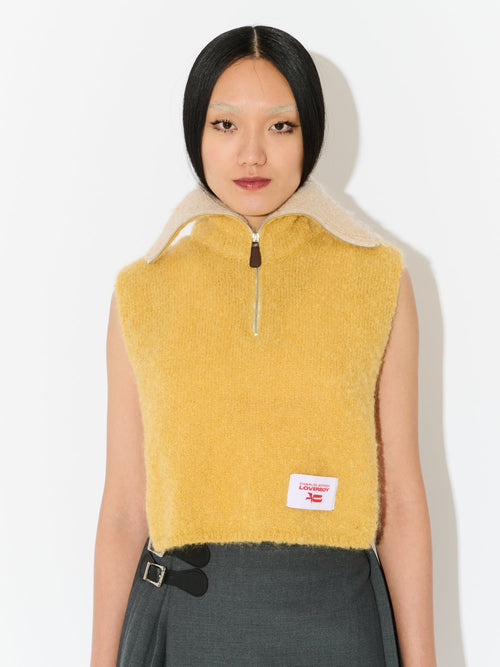 MOHAIR BANANA BIB in YELLOW ECRU | Charles Jeffrey Loverboy