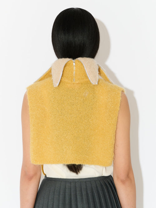 MOHAIR BANANA BIB in YELLOW ECRU