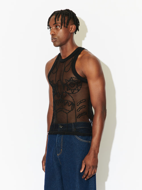 GRAPHIC NET VEST in BLACK | Charles Jeffrey Loverboy