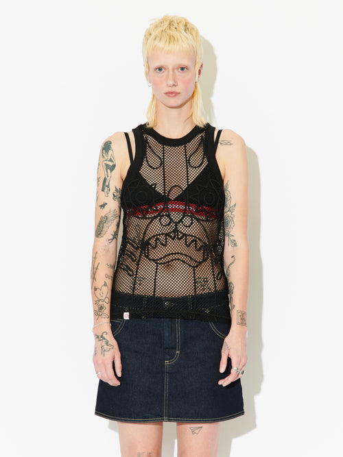 GRAPHIC NET VEST in BLACK