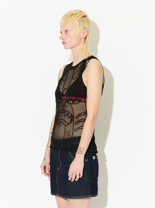 GRAPHIC NET VEST in BLACK