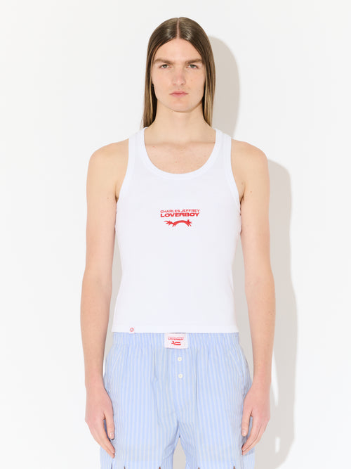 LOGO TANK TOP in WHITE | Charles Jeffrey Loverboy