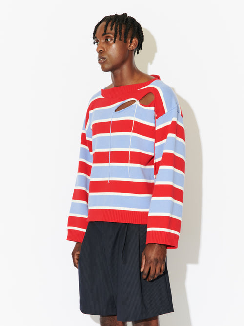 SLASH STRIPE JUMPER in RED | Charles Jeffrey Loverboy