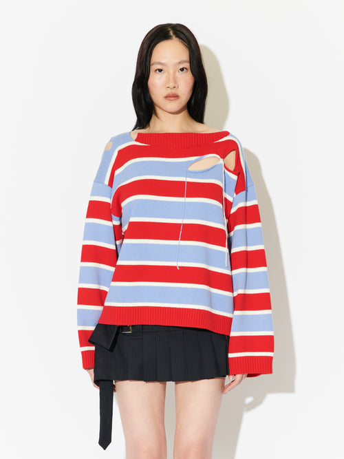 SLASH STRIPE JUMPER in RED