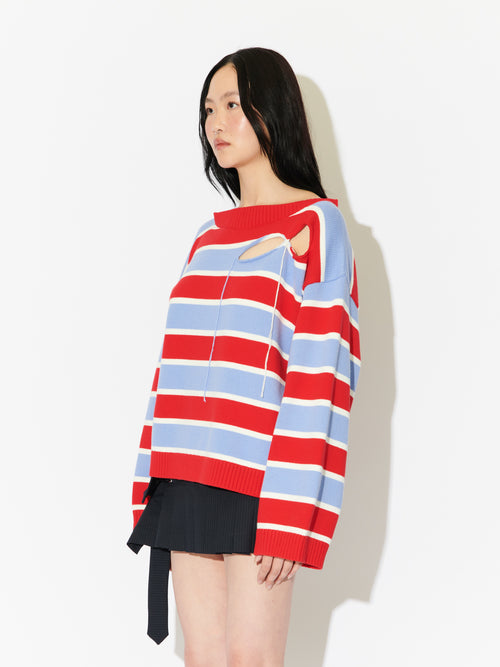 SLASH STRIPE JUMPER in RED