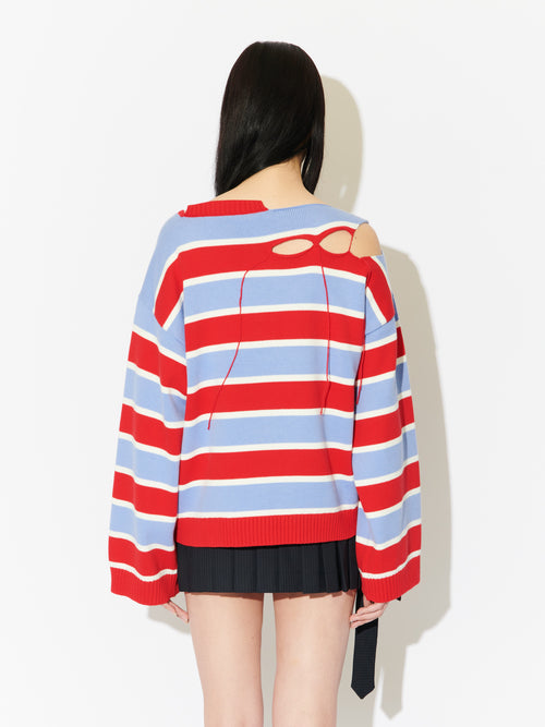 SLASH STRIPE JUMPER in RED