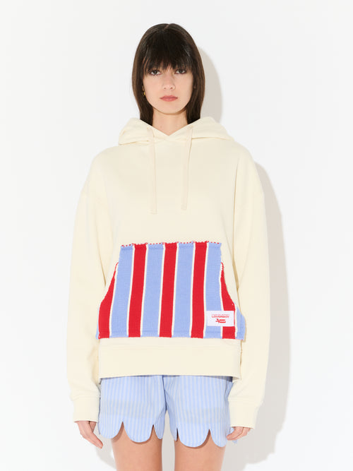 PATCH RABBIT EARS HOODY in ECRU