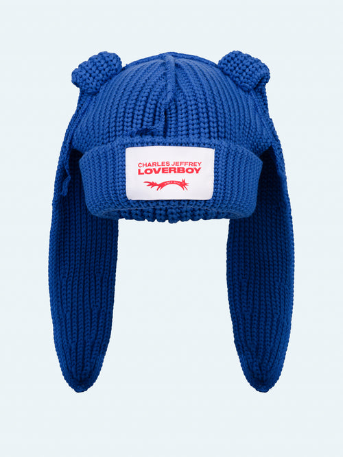 CHUNKY RABBIT BEANIE in BLUE