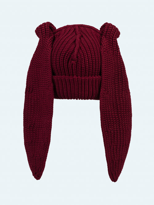 CHUNKY RABBIT BEANIE in RED