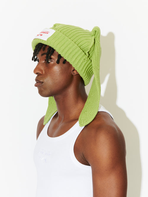 CHUNKY RABBIT BEANIE in GREEN