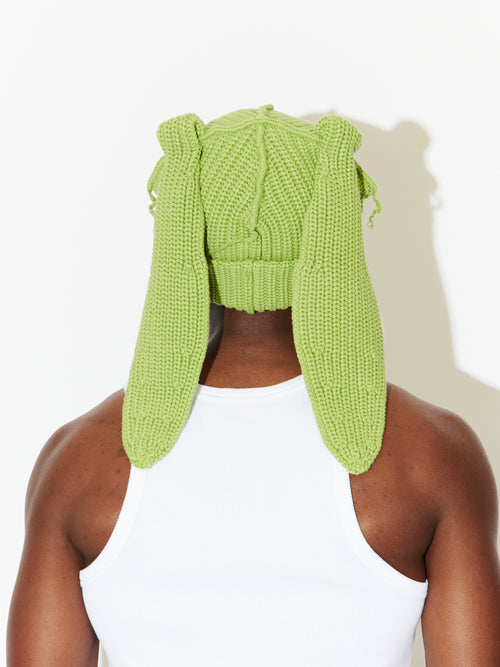 CHUNKY RABBIT BEANIE in GREEN