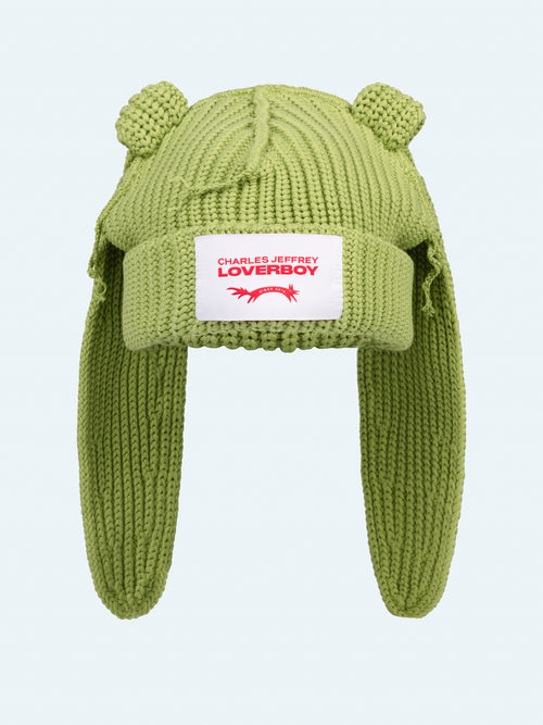 CHUNKY RABBIT BEANIE in GREEN