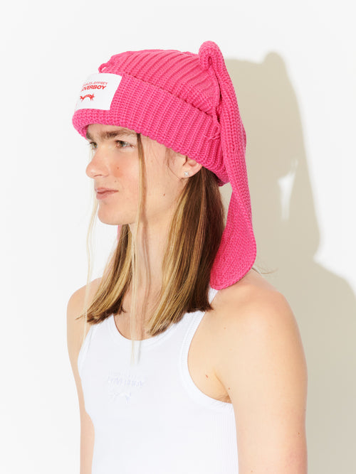 CHUNKY RABBIT BEANIE in PINK