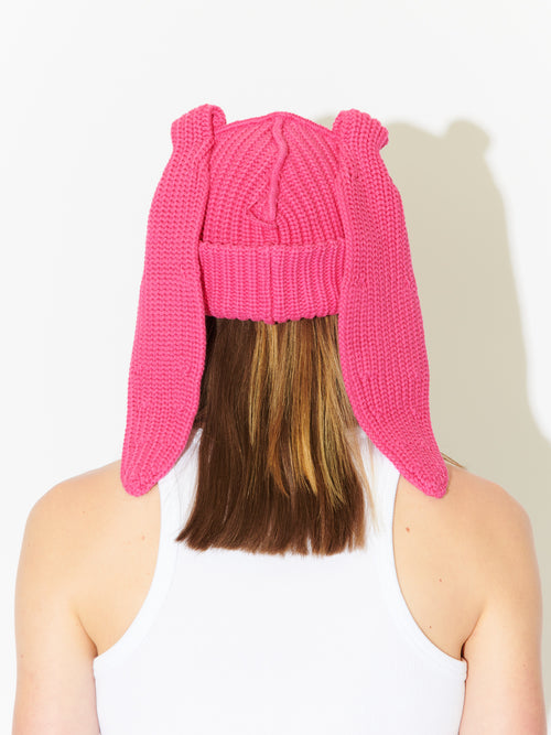 CHUNKY RABBIT BEANIE in PINK