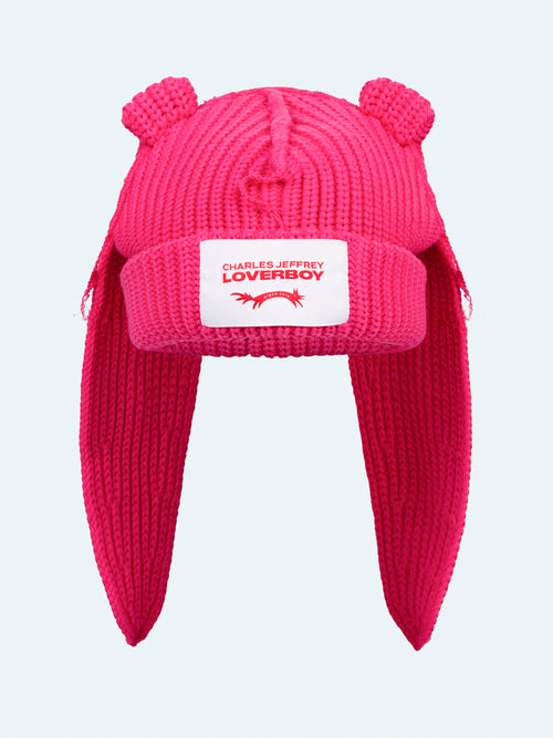 CHUNKY RABBIT BEANIE in PINK