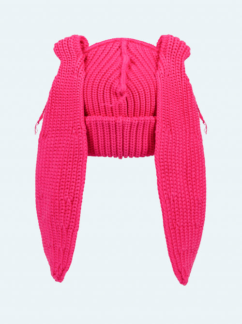 CHUNKY RABBIT BEANIE in PINK