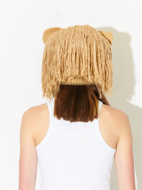 SUPERSIZED LION BEANIE in BEIGE