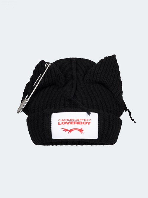 CHUNKY PUNK EARS BEANIE EXCLUSIVE in BLACK