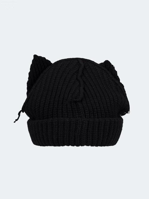 CHUNKY PUNK EARS BEANIE EXCLUSIVE in BLACK