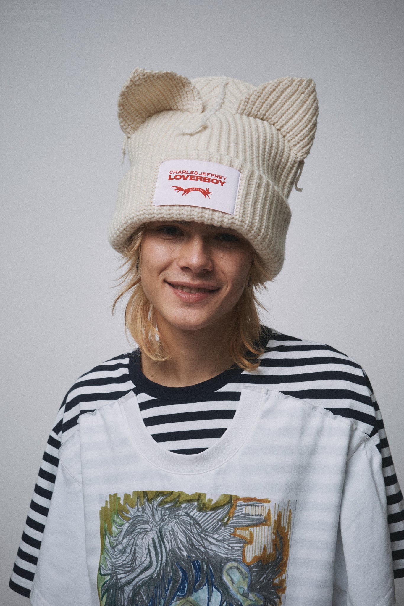 SUPERSIZED CHUNKY EARS BEANIE in ECRU
