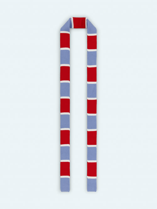 SKINNY SCARF in RED + BLUE STRIPE