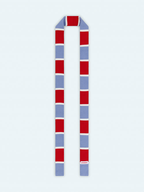 SKINNY SCARF in RED + BLUE STRIPE