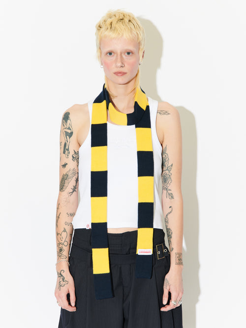 SKINNY SCARF in YELLOW + NAVY STRIPE