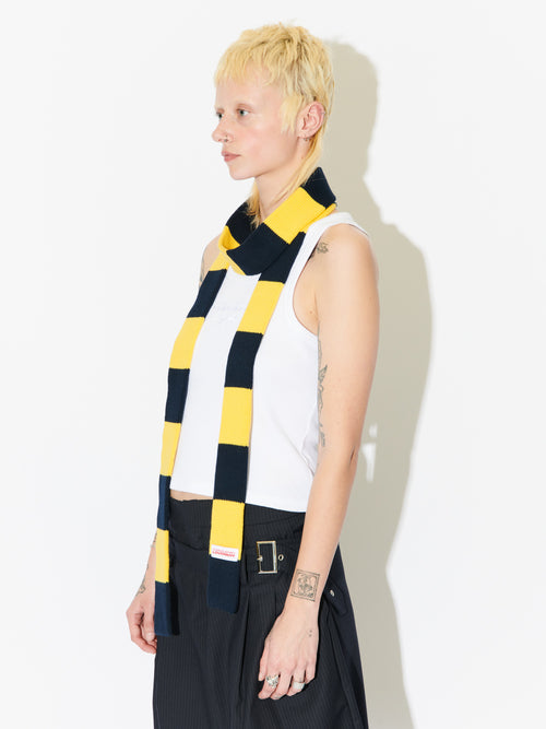 SKINNY SCARF in YELLOW + NAVY STRIPE