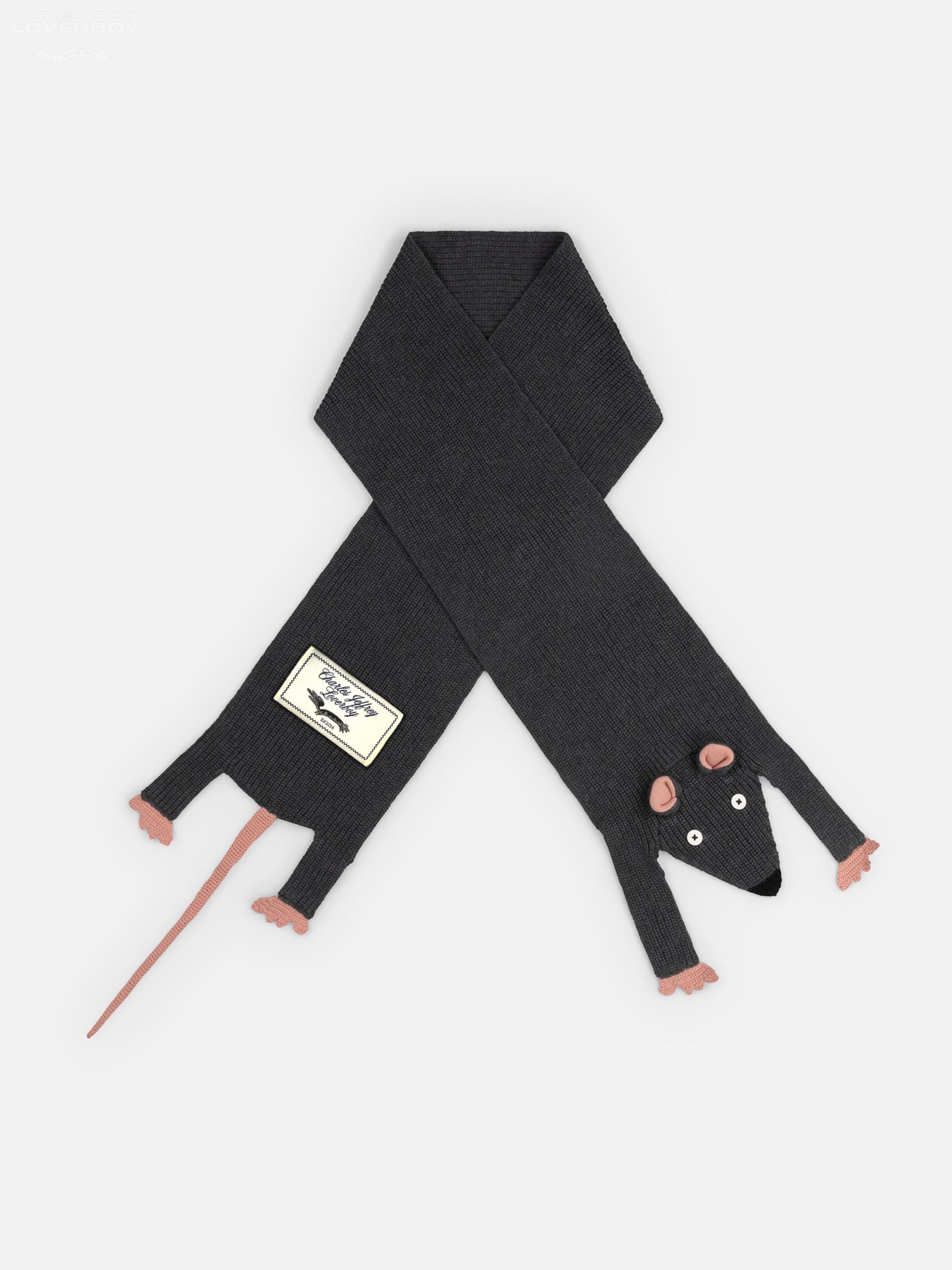 ANIMAL SCARF in GREY RAT – Charles Jeffrey Loverboy