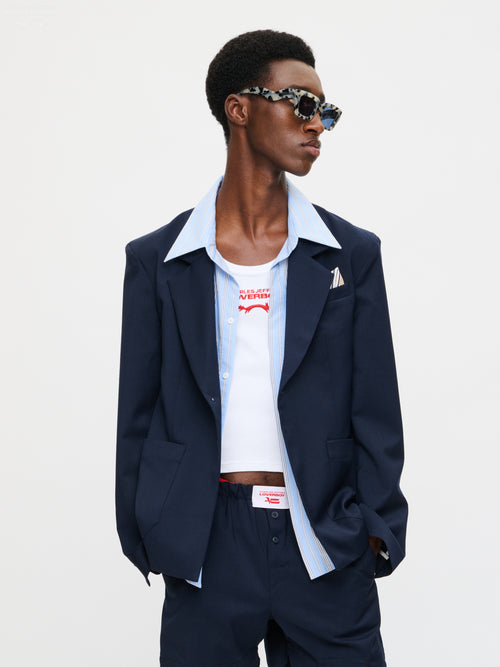 5 MINUTES EARLY JACKET in NAVY BLUE | Charles Jeffrey Loverboy