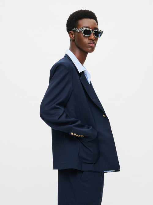5 MINUTES EARLY JACKET in NAVY BLUE | Charles Jeffrey Loverboy
