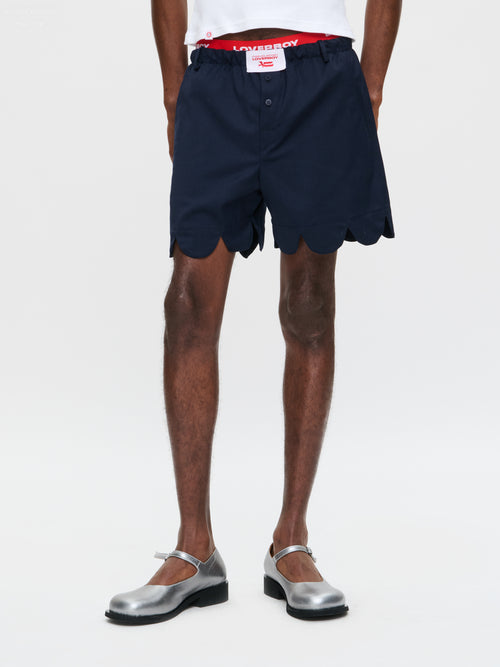 FORMAL SCALLOPED BOXER SHORTS in NAVY | Charles Jeffrey Loverboy