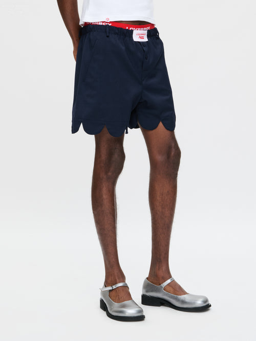 FORMAL SCALLOPED BOXER SHORTS in NAVY | Charles Jeffrey Loverboy
