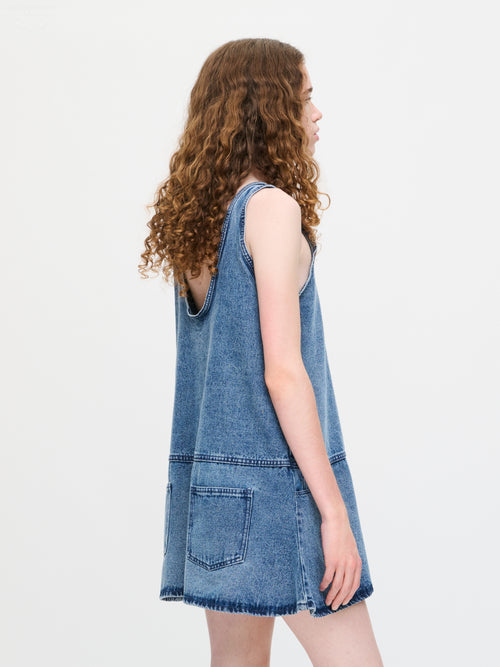 DENIM VEST DRESS in WASHED DENIM | Charles Jeffrey Loverboy