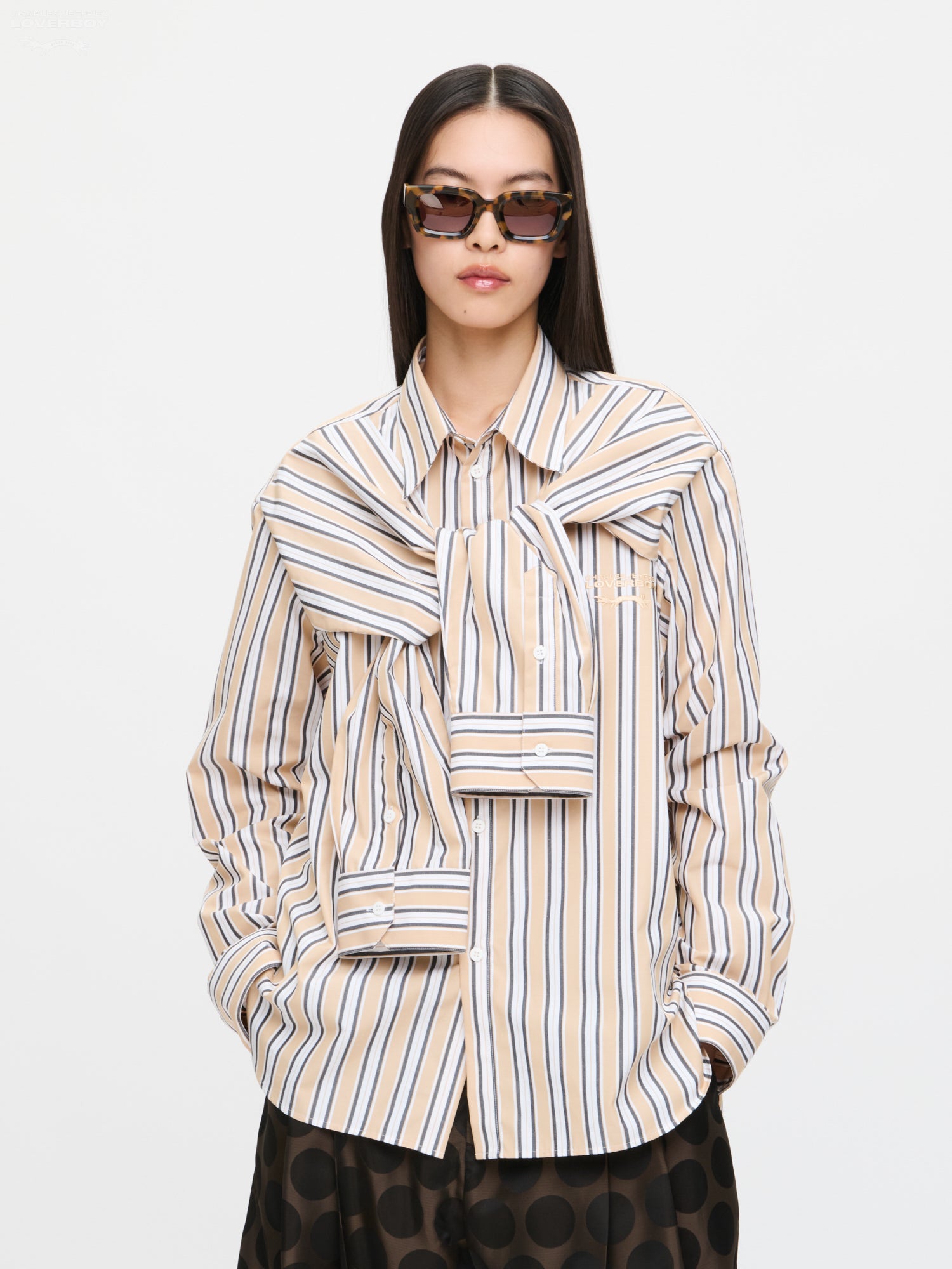 HOLD ME SHIRT in BEIGE STRIPE