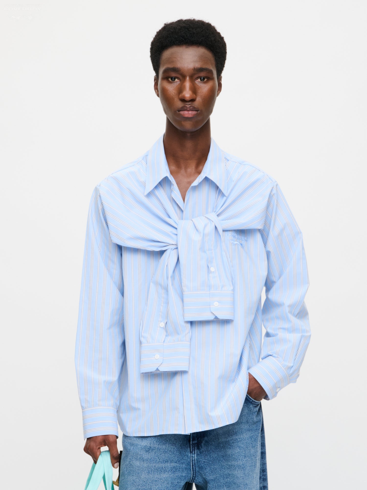 HOLD ME SHIRT in BLUE STRIPE