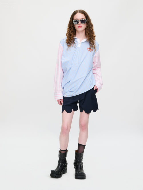TOPSY TURVY SHIRT in BLUE PINK STRIPE | Charles Jeffrey Loverboy