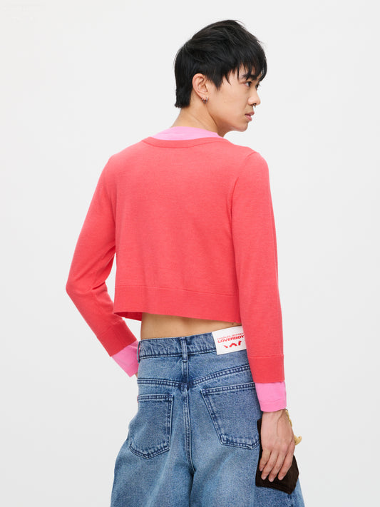 DOUBLE SOFT CARDI in CORAL PINK