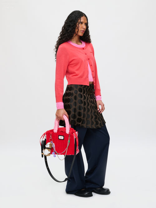 DOUBLE SOFT CARDI in CORAL PINK