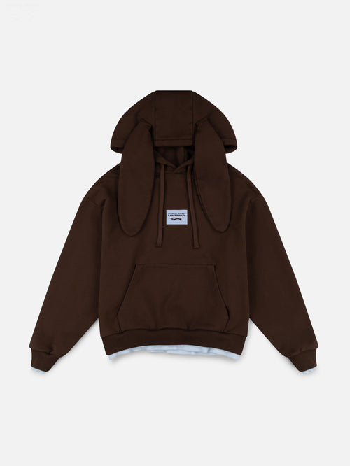 RABBIT EARS HOODY in BROWN LIGHT BLUE