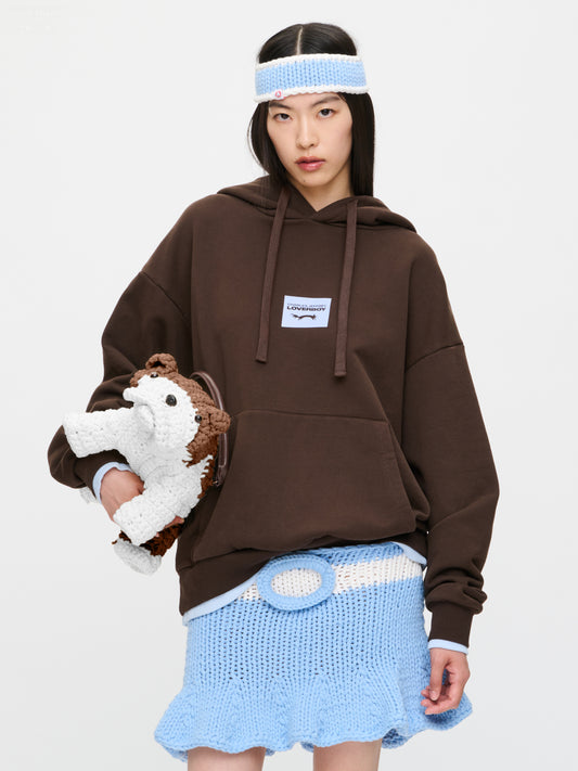 RABBIT EARS HOODY in BROWN LIGHT BLUE