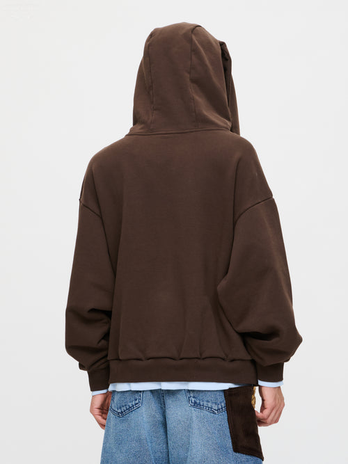RABBIT EARS HOODY in BROWN LIGHT BLUE