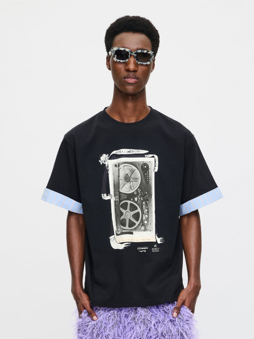 ABBEY ROAD TURN UP TEE in BLACK BLUE