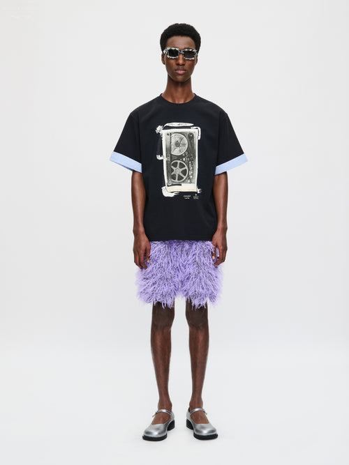 ABBEY ROAD TURN UP TEE in BLACK BLUE