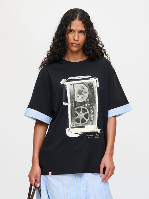 ABBEY ROAD TURN UP TEE in BLACK BLUE | Charles Jeffrey Loverboy