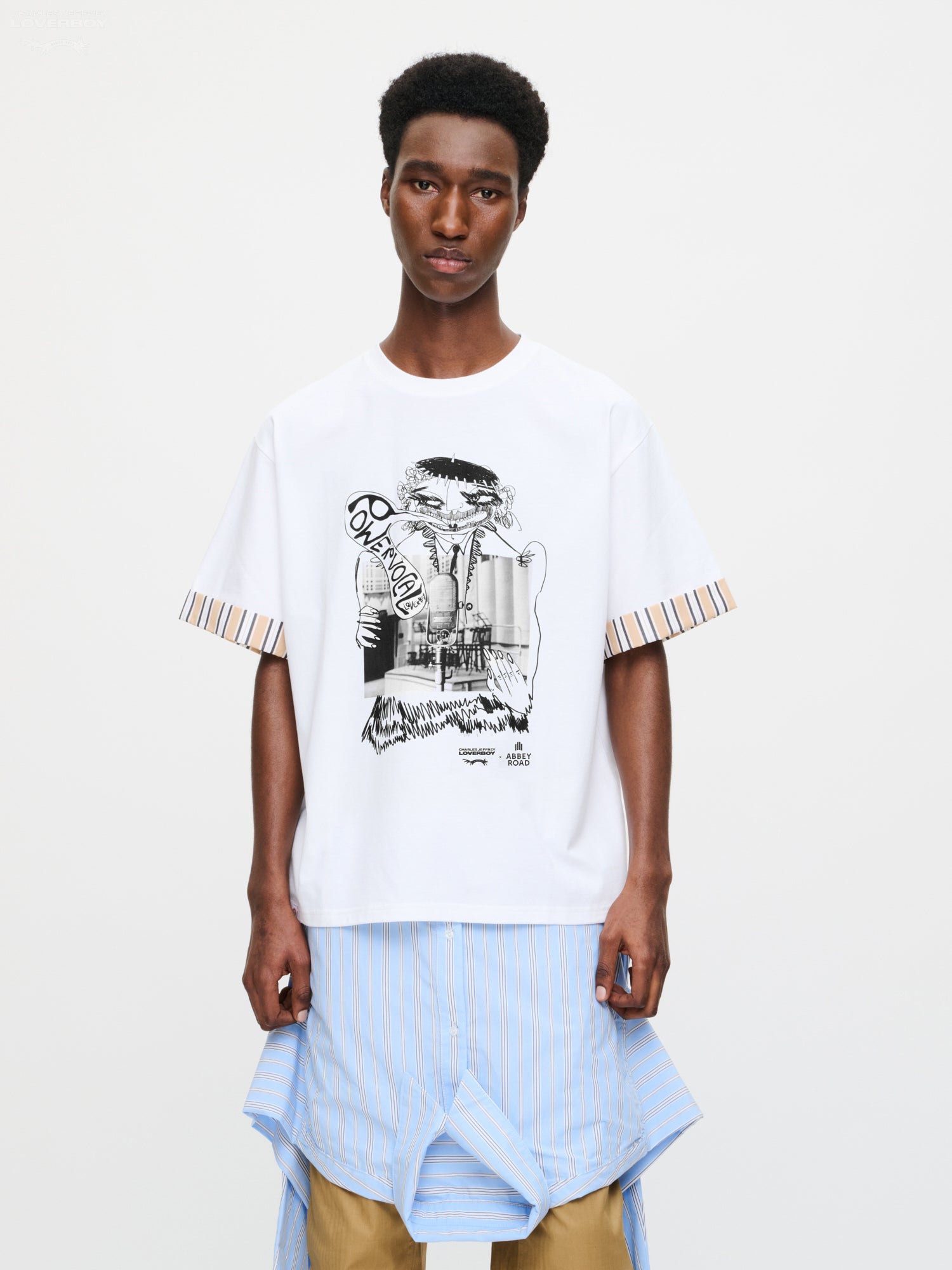 ABBEY ROAD TURN UP TEE in WHITE BEIGE
