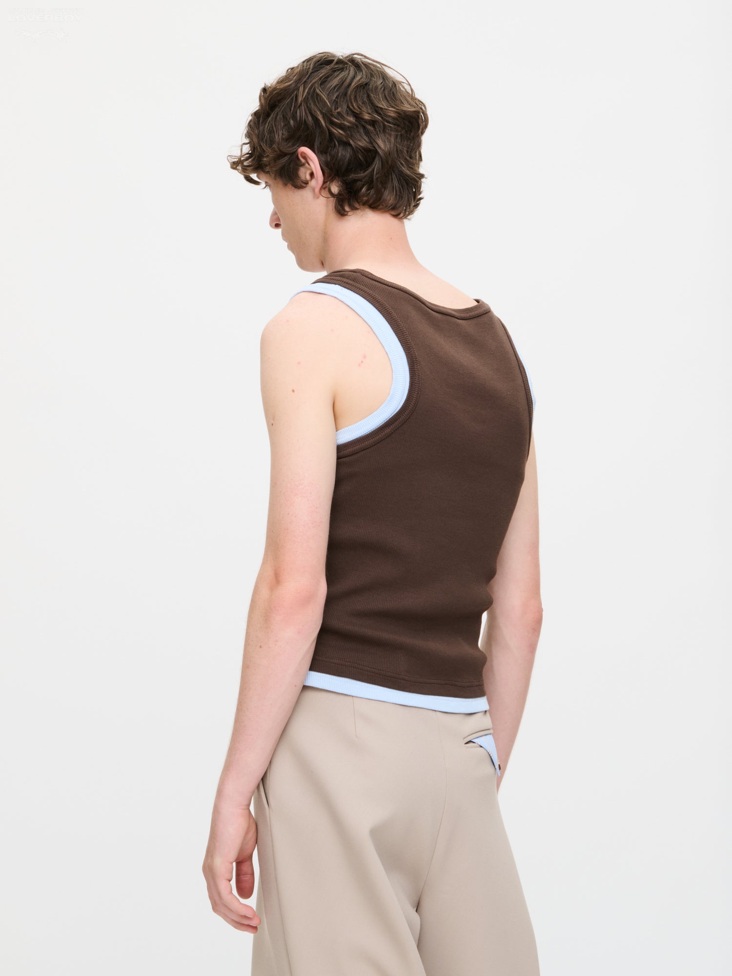 DOUBLE LOGO TANK TOP in BROWN LIGHT BLUE – Charles Jeffrey Loverboy