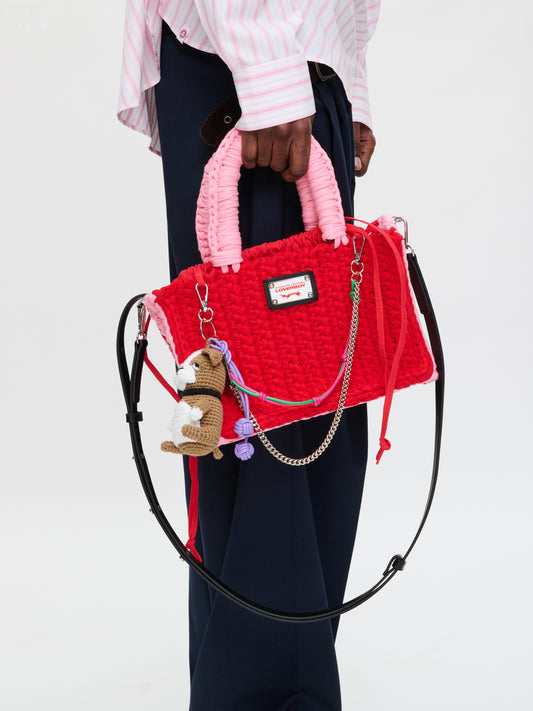 NANA BAG WITH BULLDOG CHARM in RED PINK